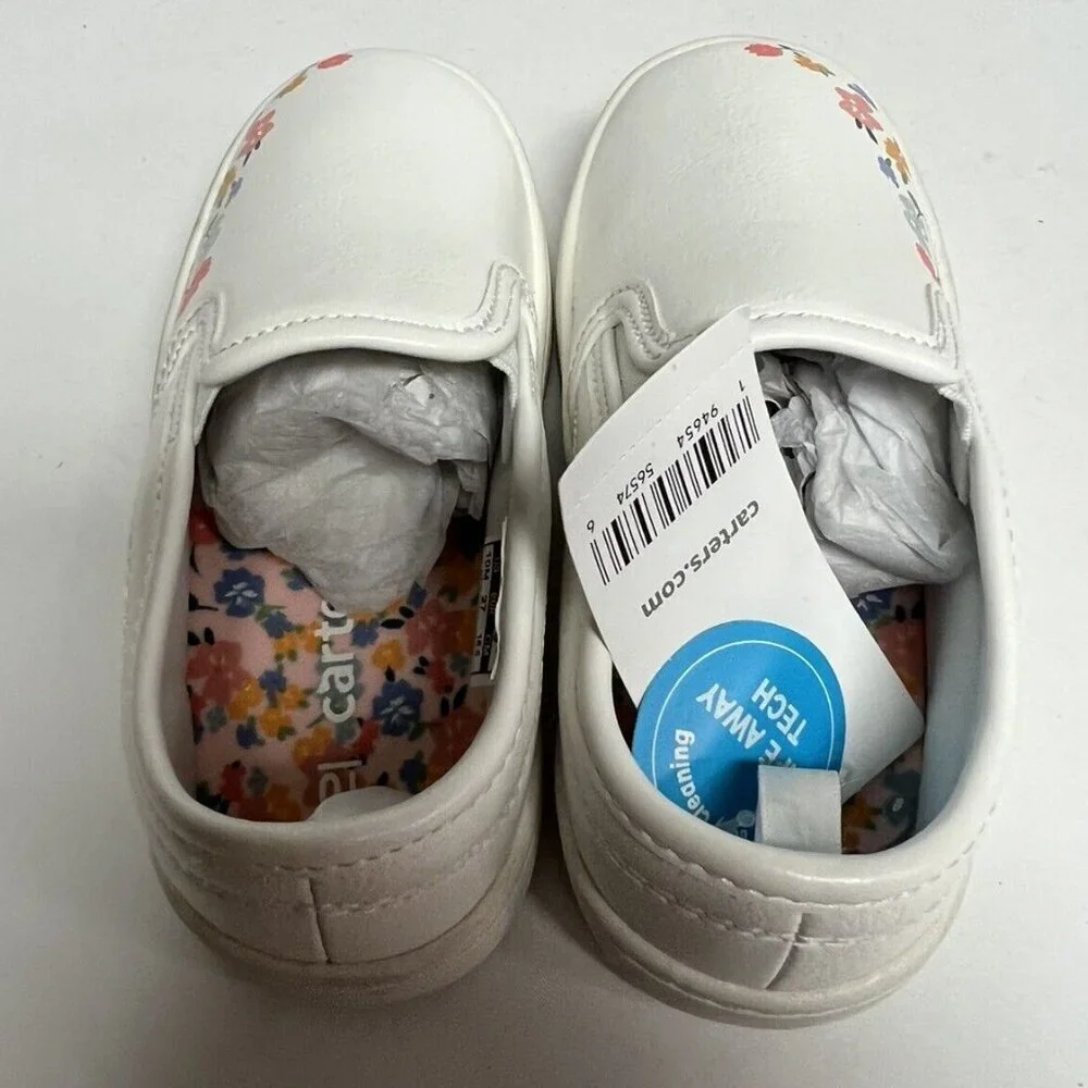 Carters' Little Kids' Nettie Slip On Shoes White, Girls' Size 10 M